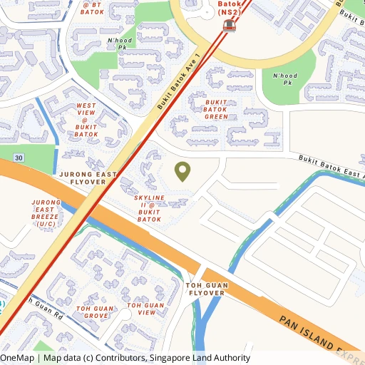 Map showing Bukit Batok Swimming Complex near Bukit Batok MRT (NS2)