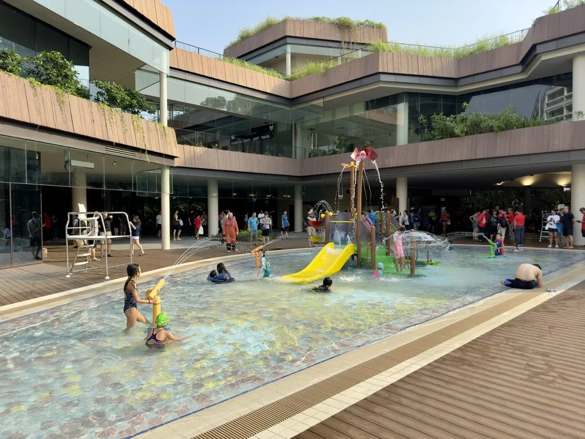 Water play area at Bukit Canberra Swimming Complex