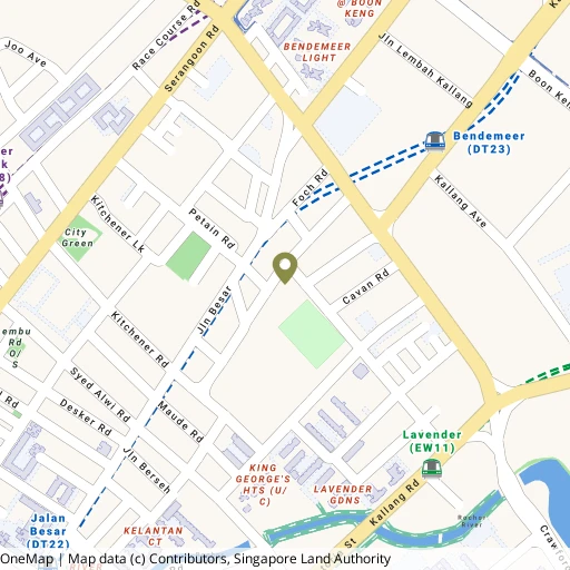 Map showing Jalan Besar Swimming Complex near Farrer Park MRT (NE8)