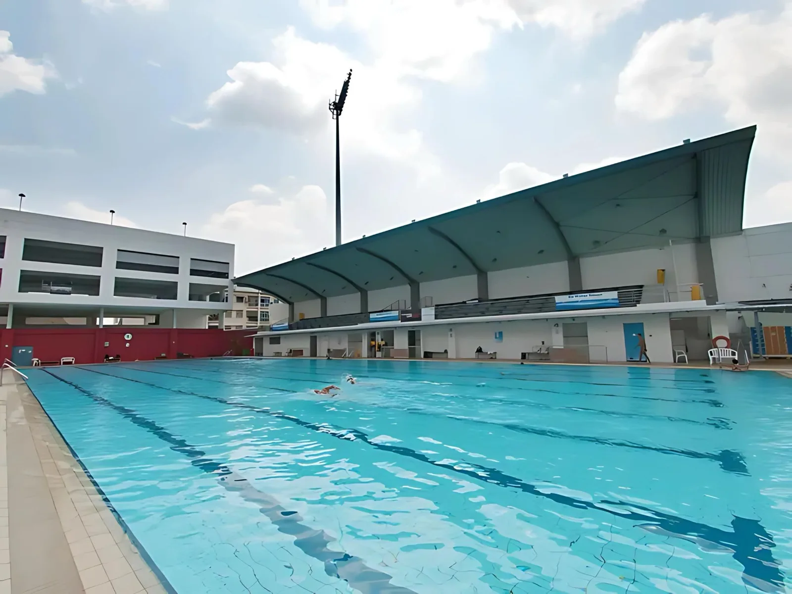 Spectator stand at Jalan Besar Swimming Complex