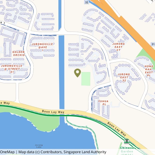 Map showing Jurong East Swimming Complex near Chinese Garden MRT (EW25)