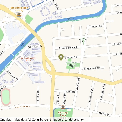 Map showing Katong Swimming Complex near Katong Park MRT (TE24)