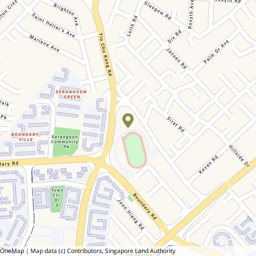 Map showing Serangoon Swimming Complex near Serangoon MRT (NE12/CC13)