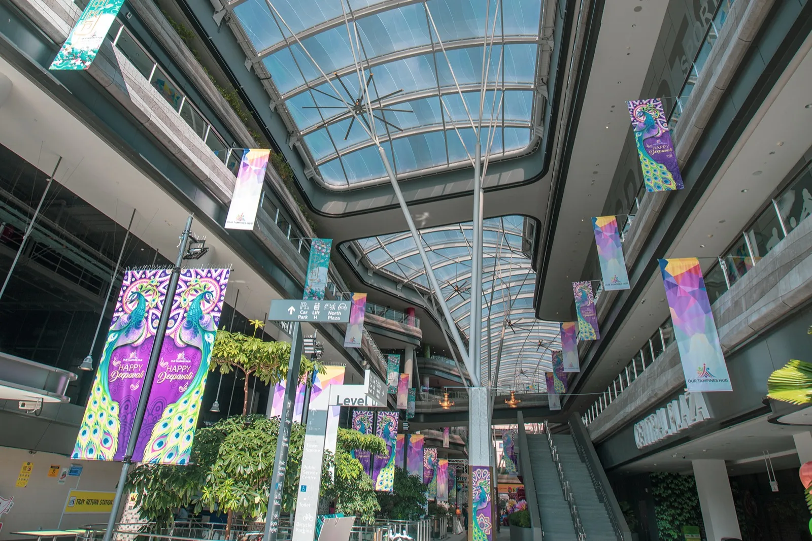 Inside the hub at Tampines Swimming Complex